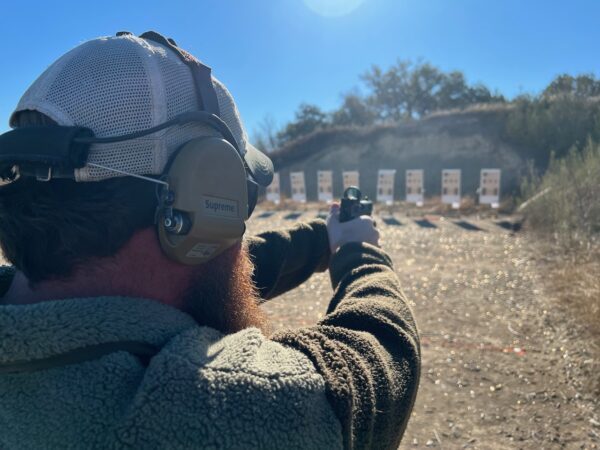 San Antonio Pistol Intelligence Course Student Shoots on the Line